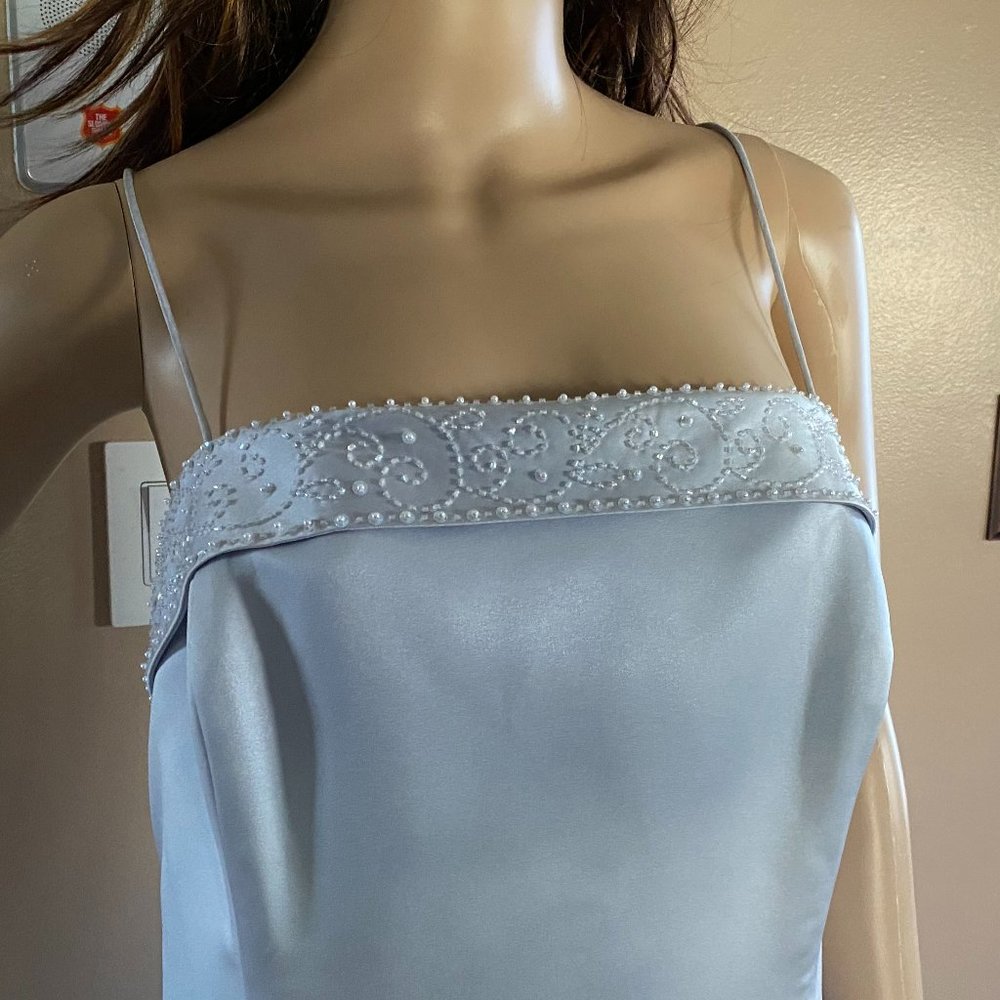 Michaelangelo Pearl Gray Formal Dress W/Beadwork Size 16 Prom Bridal Sweet 16 - Picture 4 of 11